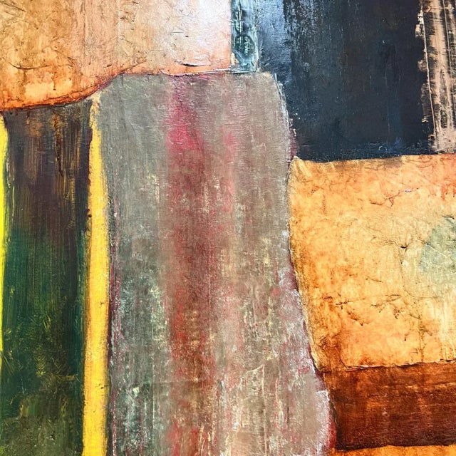 1988 Abstract Cubist Original Oil Painting on Canvas C. Martin Tschaen For Sale - Image 9 of 12