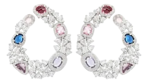 Designer Chunky Wedding Earrings in Silver- A Pair