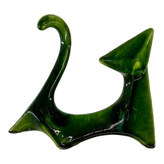 Mid Century Ceramic Abstract Cat Figurine For Sale