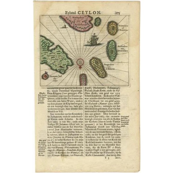 Antique Map of the Islands Near Ceylon or Sri Lanka, 1672 For Sale