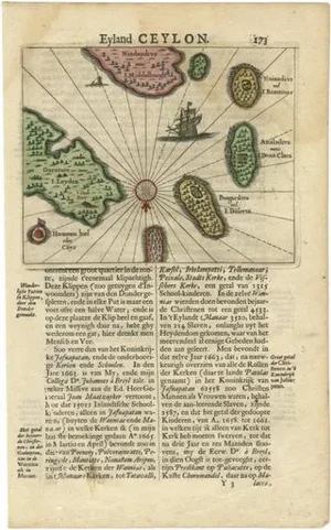 Antique Map of the Islands Near Ceylon or Sri Lanka, 1672