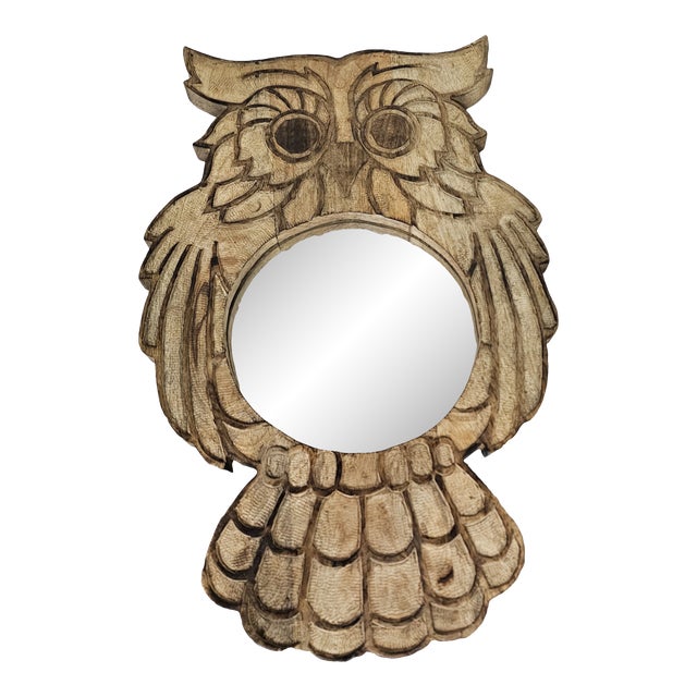 Mid Century Modern Carved Wood Owl Mirror Chairish