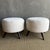 Pair of Textured Off-White Ottomans Made From Vintage Turkish Rugs With Wood Legs For Sale - Image 4 of 7