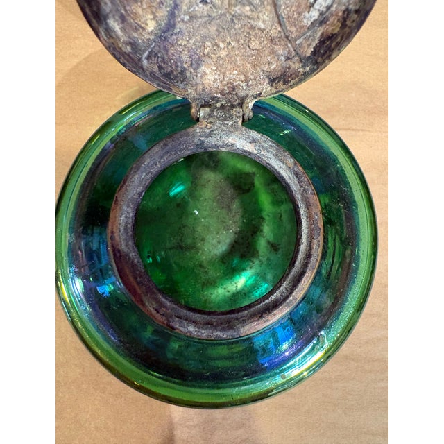 Glass Vintage Art Nouveau Iridescent Glass Inkwell For Sale - Image 7 of 7