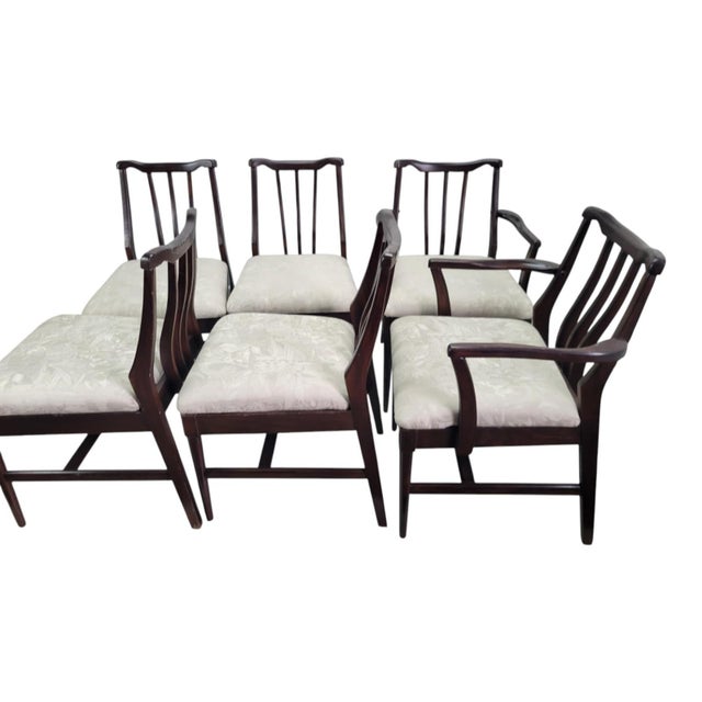 1960s Mid-Century Martin Maple Dining Chairs Set of 6 Upholstered Seats For Sale - Image 4 of 18