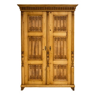 Antique German Softwood Wardrobe, 1890s For Sale