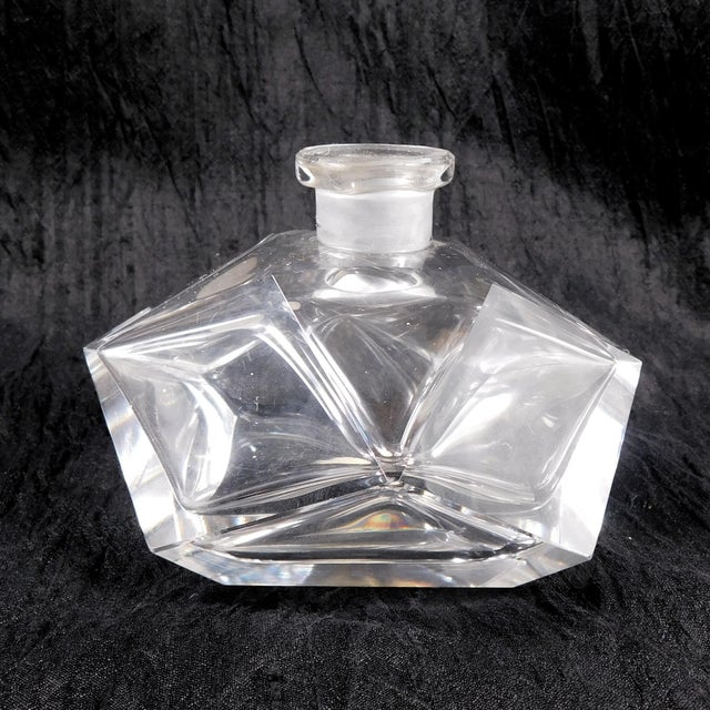 1940s Irice Brand Cut Crystal Perfume Bottle With Large Flower Stopper For Sale - Image 4 of 6