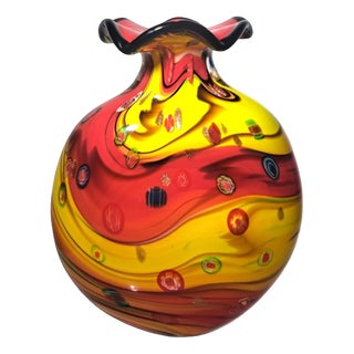 Murano Glass Vase by Toso Murano, 1980s For Sale
