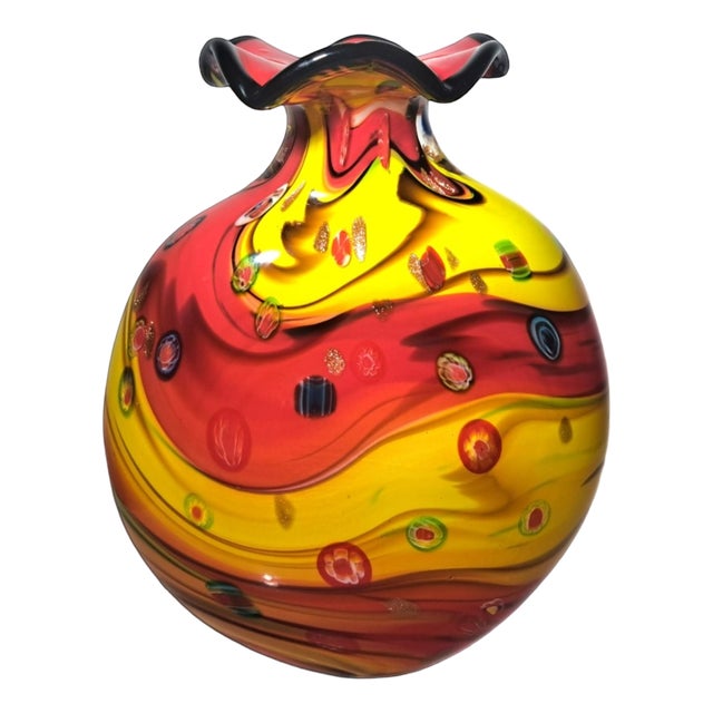 Murano Glass Vase by Toso Murano, 1980s For Sale