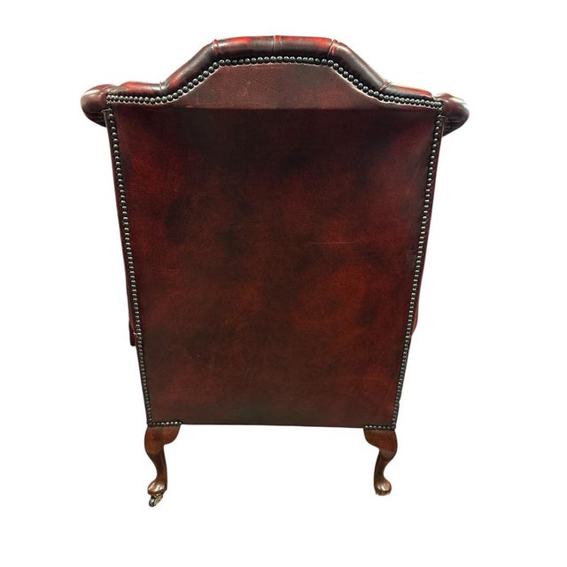 Mid-Century English Chesterfield Wingback Chair For Sale - Image 4 of 5
