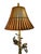 Rare, hand painted parrot adorned floor lamp. Has a bamboo shade with a rose gold interior fabric. Lamp stands 61” tall...