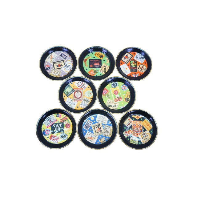 Mid-Century Modern Mid 20th Century Japanese Mid Century Modern Paper Mache Wine Liquor Glass Coasters Ashtray - 9 pcs For Sale - Image 3 of 15