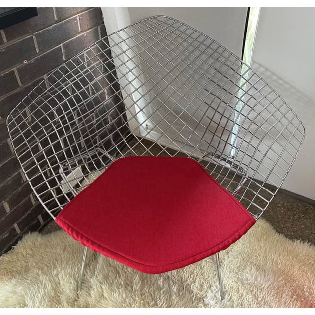 LIKE NEW Knoll Bertoia Diamond Lounge Chair in chrome with crimson red cushion. A classic. Sells for $2016 new, but I am...