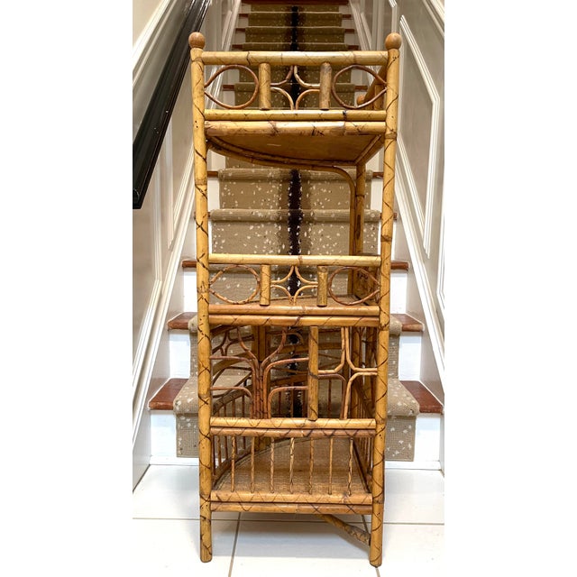 Rattan Mid Century Corner Etagere From Hong Kong Chairish