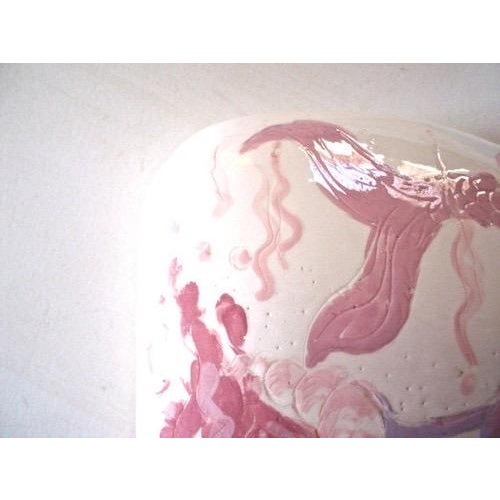 Vintage original hand-painted ceramic vase with a pink and purple topless mermaid, signed "R. C." A lovely piece. It...