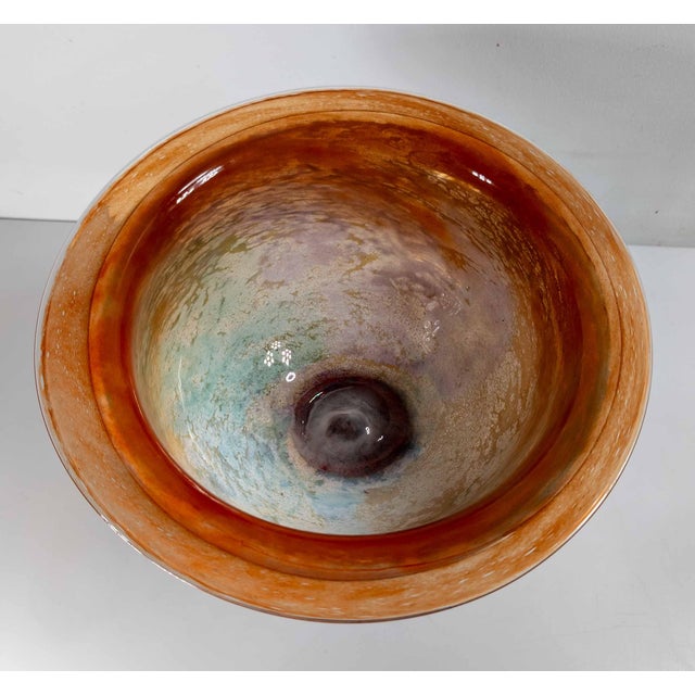 Orange Mid-Century Modern Scandinavian Art Glass Centerpiece Bowl Kjell Engman for Kosta Boda For Sale - Image 8 of 13