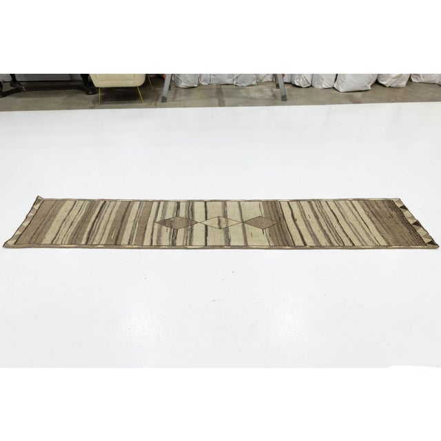 2010s 2x10 Hand-Knotted Modern Gabbeh Wool Runner – Minimalist Tribal Design For Sale - Image 5 of 8