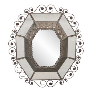 Venetian Style Scrolling Tole Tin Mirror For Sale