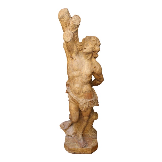 Later 17th Century Spanish Wood Sculpture of St. Sebastian For Sale