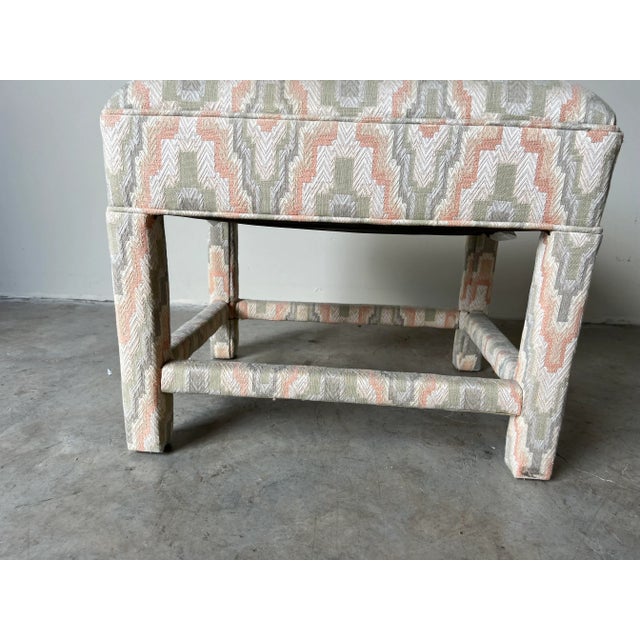 80's Postmodern Parsons Style Upholstered Ottoman For Sale - Image 4 of 13