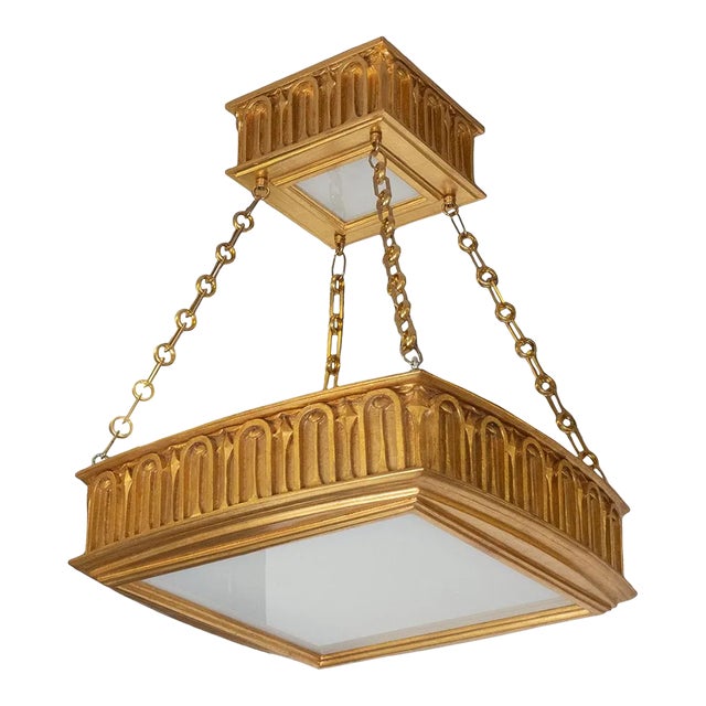 Two-Tier Giltwood Pendant by Carlos Villegas For Sale