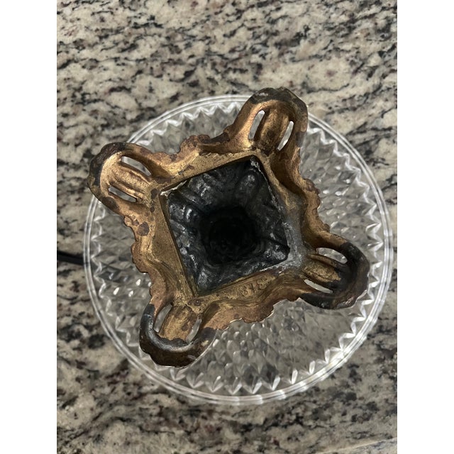 1970s Glass Cake Stand With Gold Pedestal For Sale - Image 6 of 6