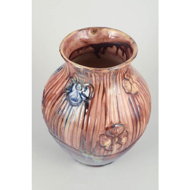 Roskilde Lervarefabrik Large ceramic vase with relief decoration, 1920s/30s. Hand-thrown and richly modelled stoneware...