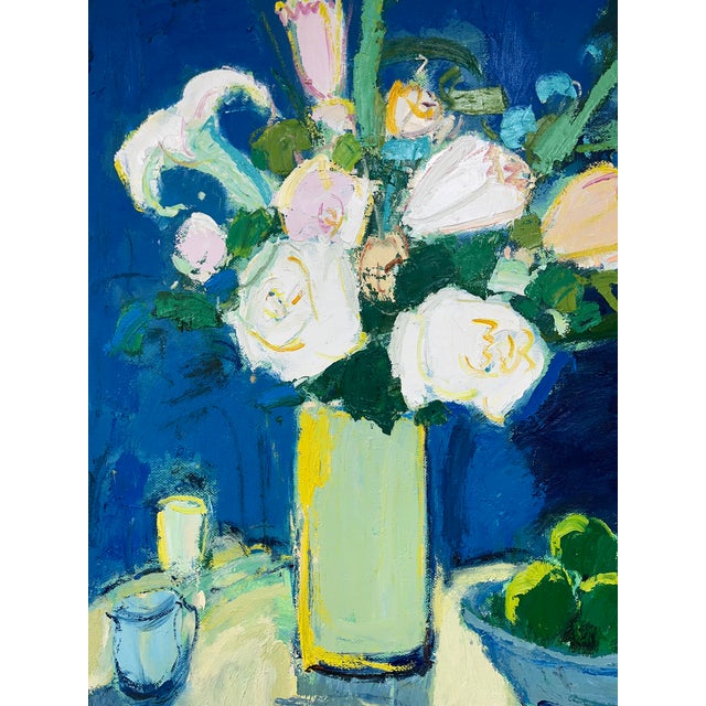 2020s Contemporary Impressionist Floral Oil Painting on Canvas, 48" X 48" For Sale - Image 5 of 11