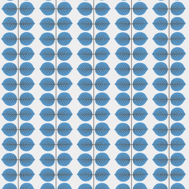 SAMPLE - Boråstapeter Berså Wallpaper In Blue For Sale