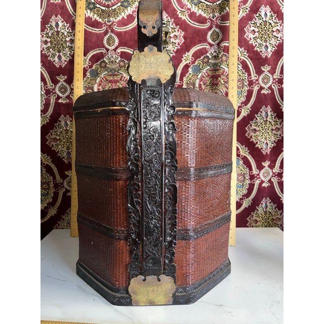 Early 20th Century Large Chinese Rattan Sectional Basket For Sale - Image 9 of 12