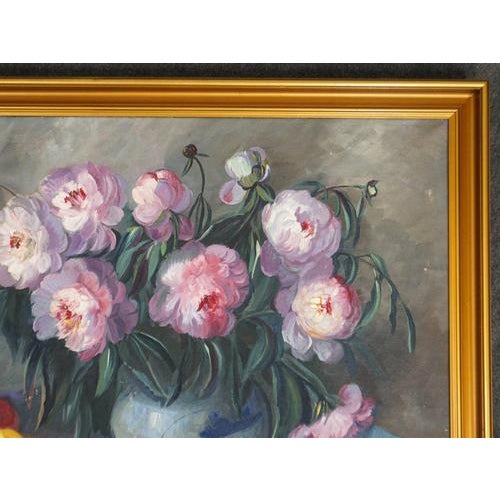 J.B. Debois, Still Life with Flowers, Oil Painting, Framed For Sale - Image 3 of 11