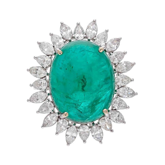 Natural Emerald Ring with 23.88cts Diamond & Emerald 19.02cts in 18k Gold For Sale - Image 15 of 18