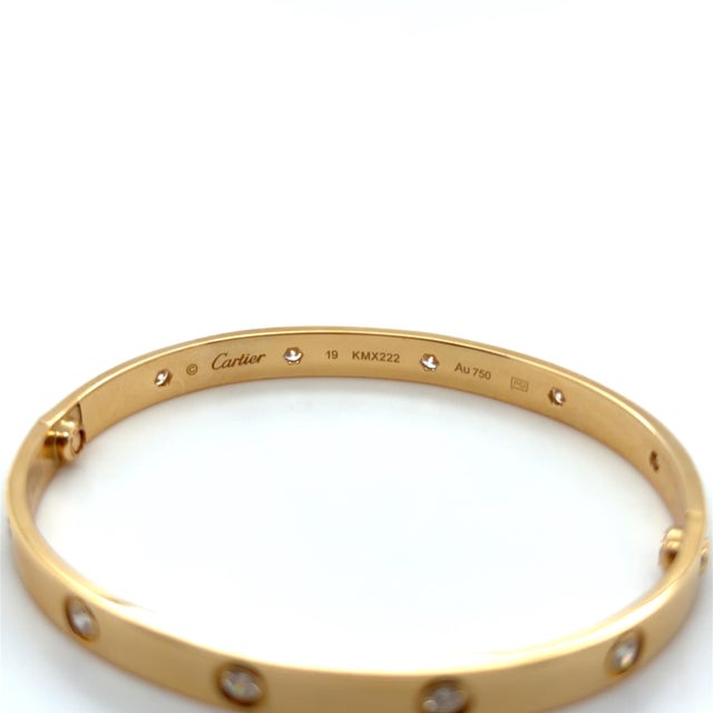 Gold Cartier, Love Diamond Classic Model Bangle Bracelet For Sale - Image 8 of 8
