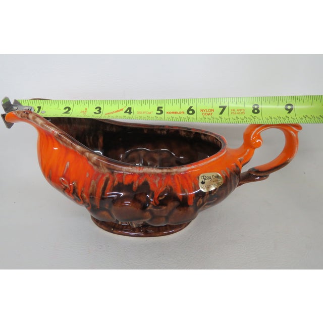 Roy Craft Canada Mushroom Ceramic Pottery Orange and Brown Gravy Boat 4606b For Sale - Image 10 of 14