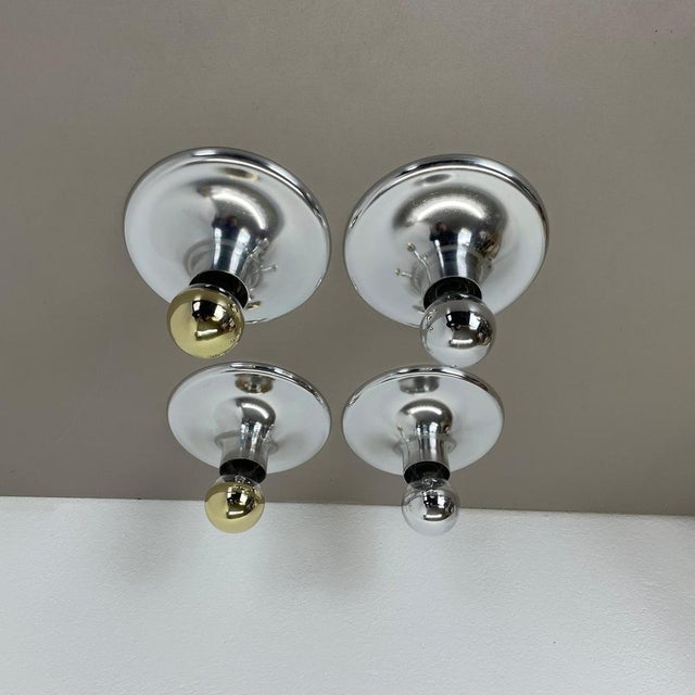 Silver Disc Wall Lights from Charlotte Perriand, Germany, 1970s, Set of 4 For Sale - Image 6 of 18