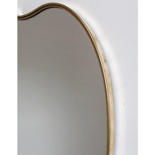 Vintage Italian Wall Mirror with Brass Frame in the style of Gio Ponti, 1960s For Sale - Image 9 of 16