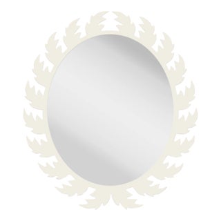 Fleur Home Audubon Oval Mirror in Swiss Coffee, 42x48 For Sale