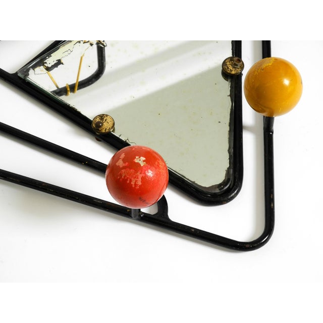 Metal Mid-Century Modern French Metal Wall-Mounted Coat Rack with Shelf and Mirror, 1950s For Sale - Image 7 of 18