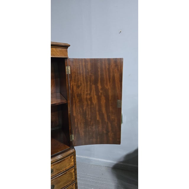 Inlaid Bow Front Linen Press, 1910s For Sale - Image 13 of 16