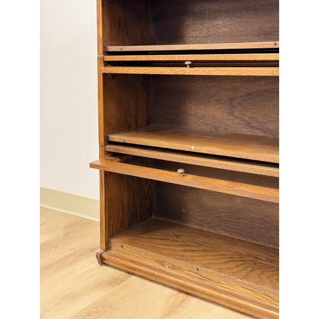 Vintage Bookcase Three Stack Oak Barrister Glass Door Traditional Shelf For Sale - Image 14 of 15