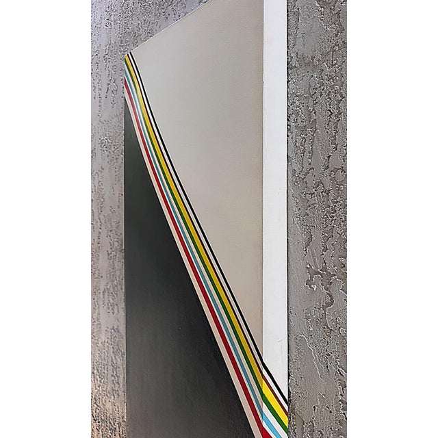 Abstract Vintage Hard Edge Abstract Painting, 3d Convex Curved Pop Art For Sale - Image 3 of 9