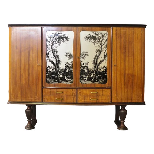 Mobile Sideboard in Cherry Veneered Wood, 1950s For Sale