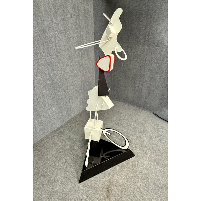 Postmodern Brad Howe Large Postmodern Abstract Mixed Metal Sculpture on Base, Signed For Sale - Image 3 of 7