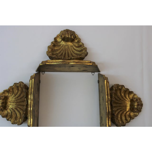 Arts & Crafts Hand Carved Wood Shell Wall Shelves For Sale - Image 3 of 6