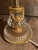 Neoclassical Vintage Mid-Century American Neoclassical Glass & Stamped Brass Table Lamp – With Custom Pleated Hard Plastic Shade For Sale - Image 3 of 12