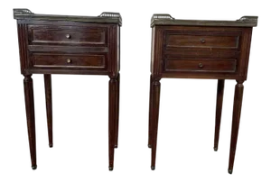 Louis XV Style Bedside Tables in Mahogany, Set of 2
