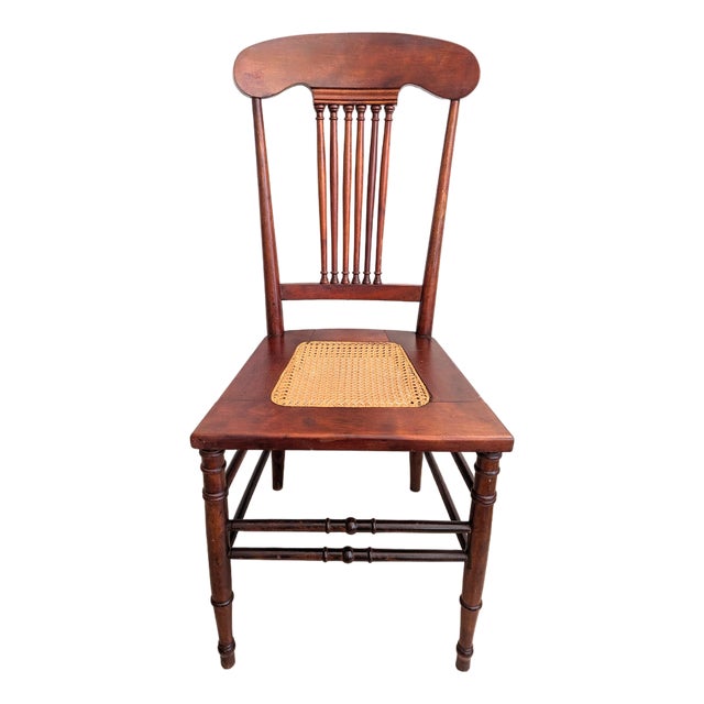 Late 19th Century Victorian Mahogany Chair Spindle Back Cane Seat For Sale