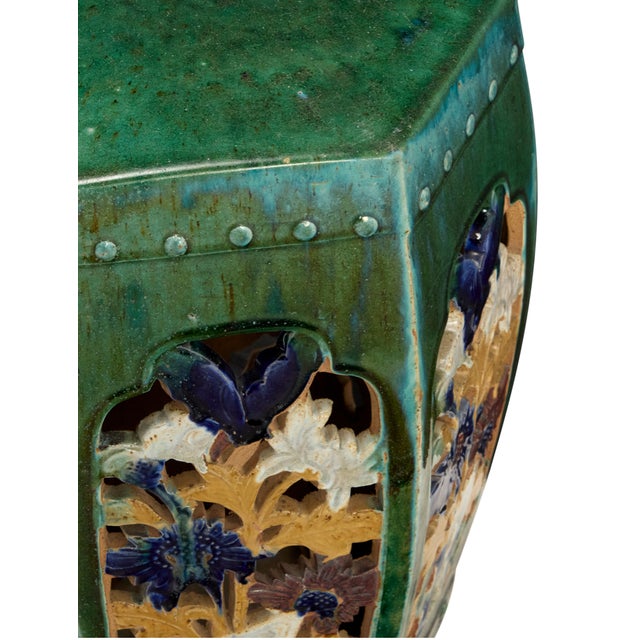 Chinoiserie 19th C Chinese Sancai Glazed Hexagonal Garden Stool For Sale - Image 3 of 6