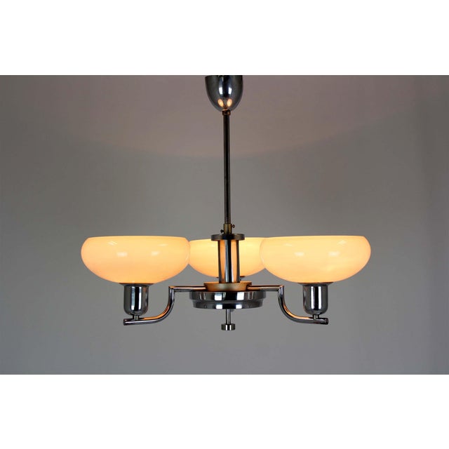 Art Deco Bauhaus Chrome Chandelier from Napako, Former Czechoslovakia, 1940s For Sale - Image 9 of 18