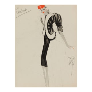 Vintage French Fashion Art Print – Art Deco Woman in Black and White, 24" X 32" For Sale